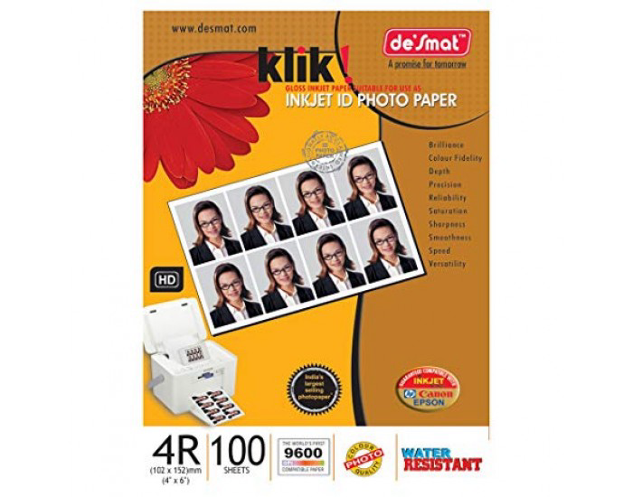 DESMAT INKJET PHOTO PAPER 180 GSM 4 X 6 (100 SHEETS)